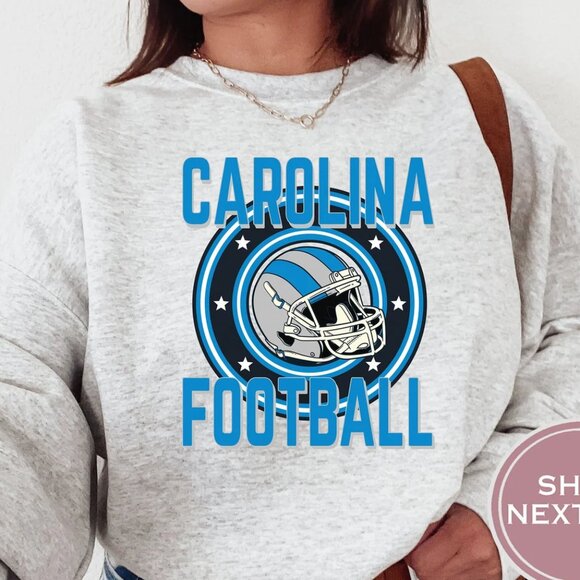 Vintage Carolina Football Sweatshirt, North Carolina Tar Heels NCAA Shirt Tee - Picture 1 of 2